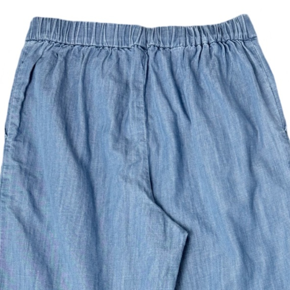 J. Crew Wide-Leg Pull-On Cropped Chambray Pants Nautical Preppy Travel - Picture 6 of 9